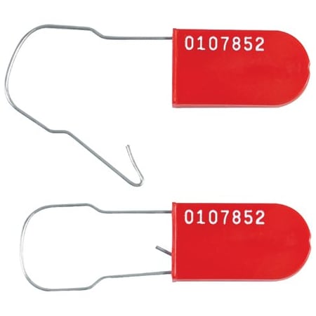 Bsc Preferred Red Wire Padlock Seals, 1000PK BUY00030837